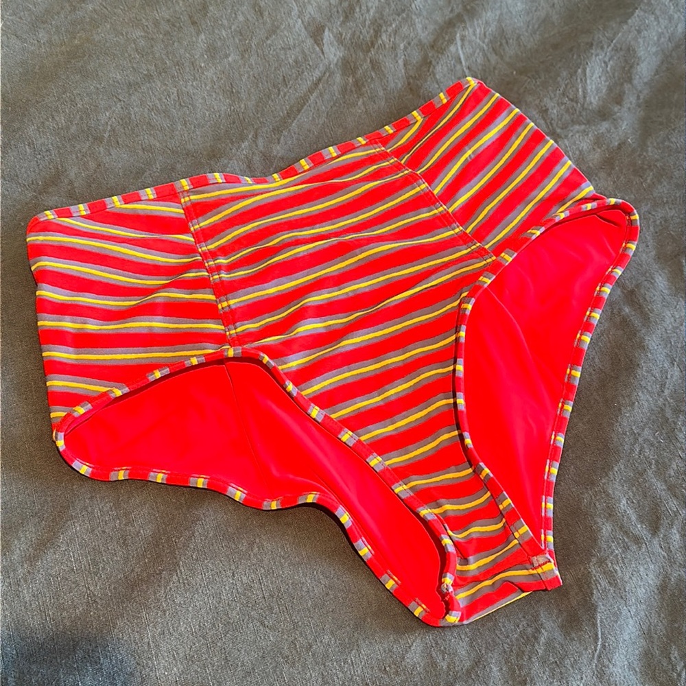 DVF stripe high waist bikini bottom